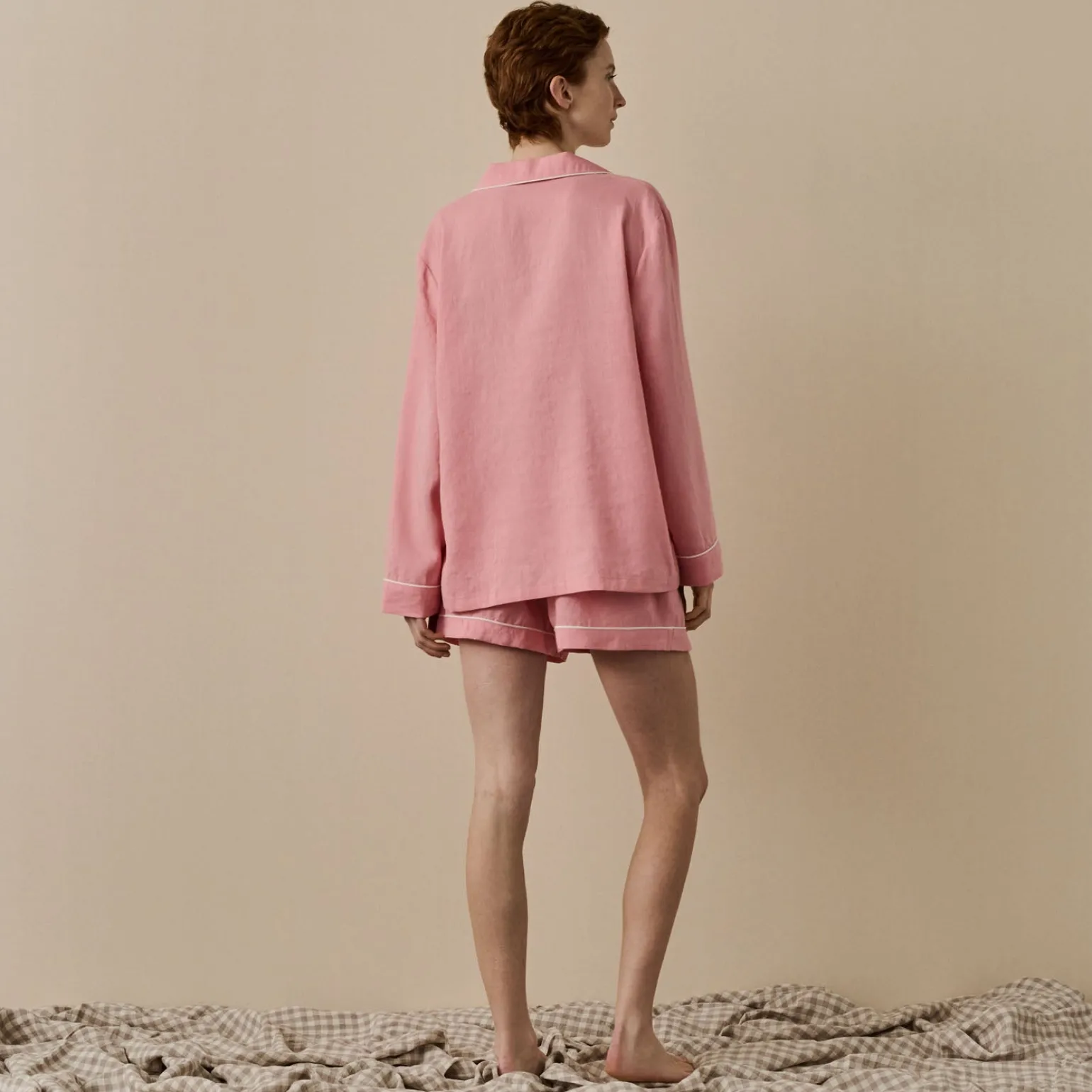 Pink Bloom Linen Pajama Shorts