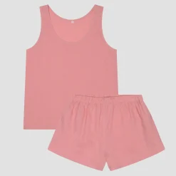 Pink Bloom Linen Tencel Cami Set