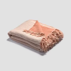 Pink Clay & Birch Textured Cotton Throw
