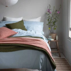 Pink Clay & Birch Textured Cotton Throw