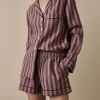 Port & Woodrose Striped Linen Pajama Shorts