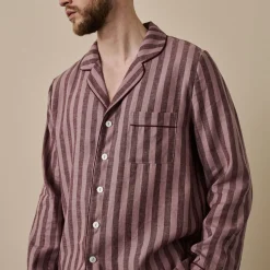 Port Woodrose Striped Linen Tencel Men's Pajama Shirt