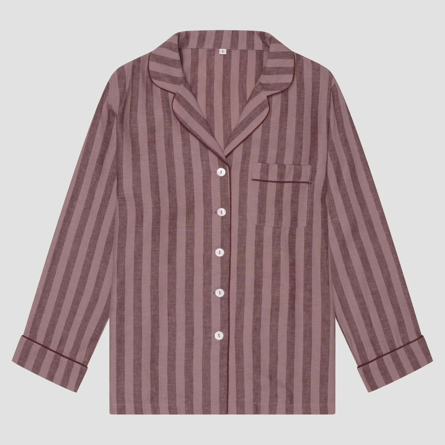 Port Woodrose Striped Linen Tencel Men's Pajama Shirt