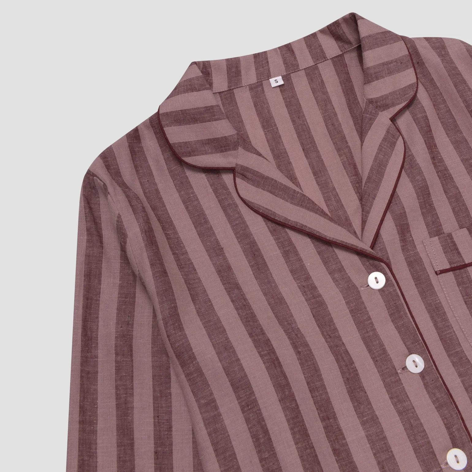 Port Woodrose Striped Linen Tencel Men's Pajama Shirt