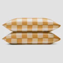 Russet Yellow Emsworth Plaid Linen Blend Pillowcase (Pair)