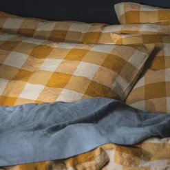 Russet Yellow Emsworth Plaid Linen Blend Pillowcase (Pair)
