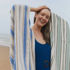 Sage Botanical Green Shoreham Stripe Cotton Towels