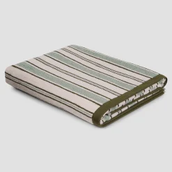 Sage Botanical Green Shoreham Stripe Cotton Towels