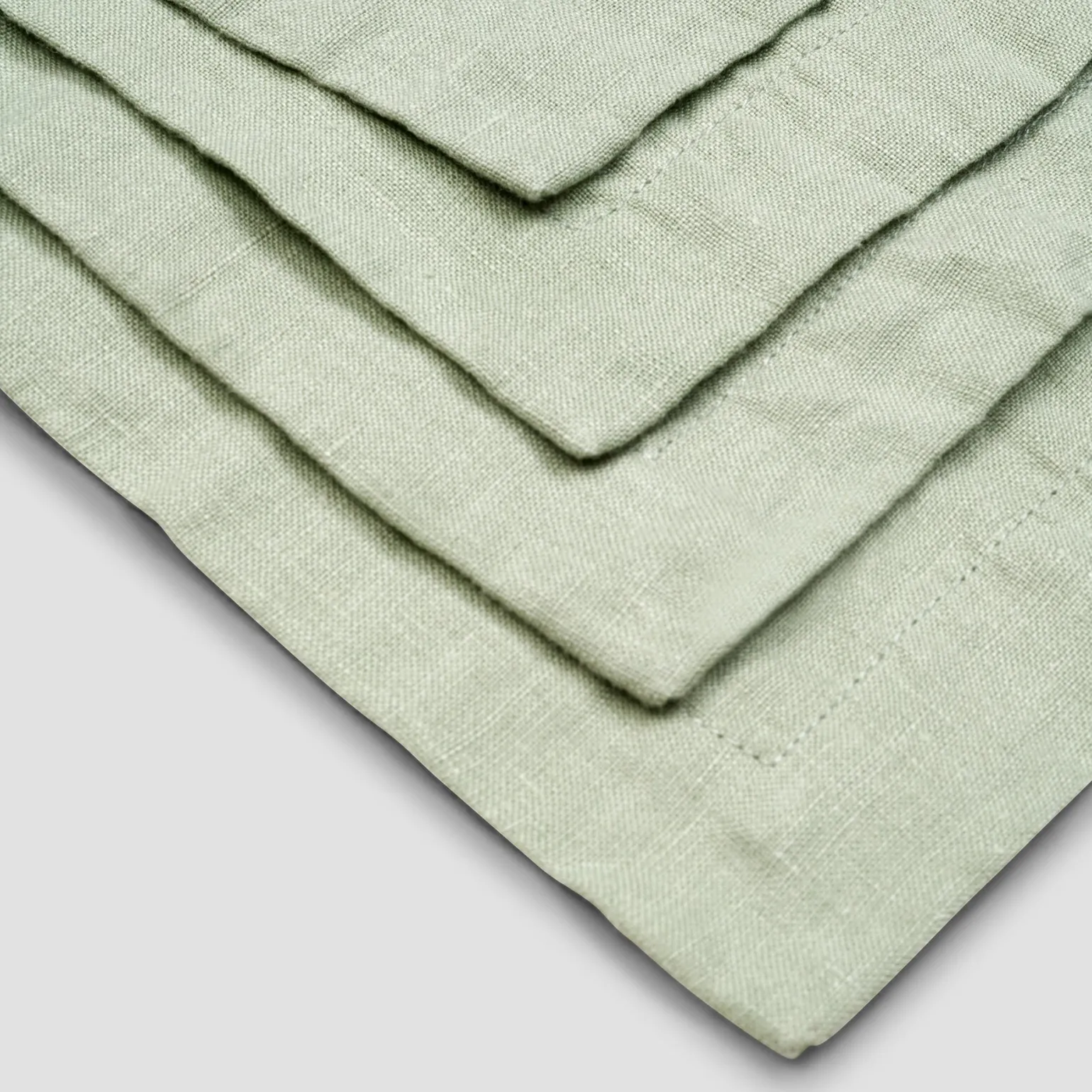 Sage Green Embroidered Linen Coasters Set of 4