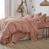 Sandstone Red Pembroke Stripe Linen Blend Duvet Cover