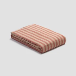 Sandstone Red Pembroke Stripe Linen Blend Duvet Cover