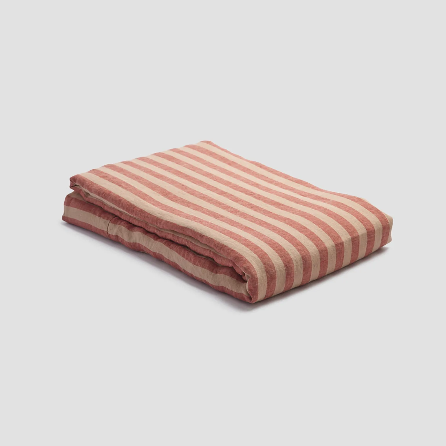 Sandstone Red Stripe 100% Linen Flat Sheet