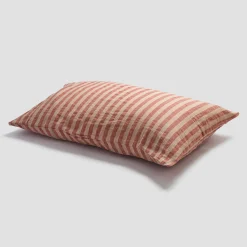 Sandstone Red Stripe 100% Linen Pillowcases (Pair)