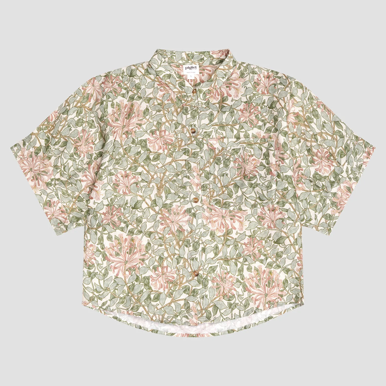 Soft Sage Honeysuckle Linen Women’s Pajama Shorts Set