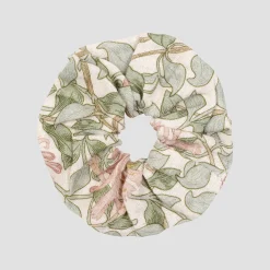 Soft Sage Honeysuckle Linen Scrunchie