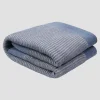 Stone Blue Striped Knitted Throw