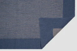 Stone Blue Striped Knitted Throw