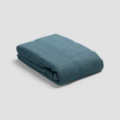Teal Waffle Chambray Linen Blend Duvet Cover