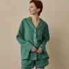 Tranquil Green Linen Pajama Shorts Set