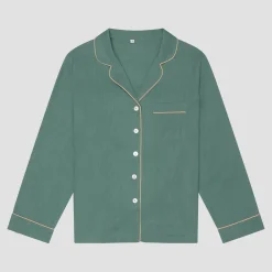 Tranquil Green Linen Pajama Shirt