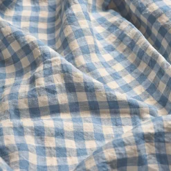Warm Blue Gingham Linen Blend Duvet Cover