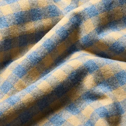 Warm Blue Gingham Wool Blanket