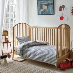 Warm Blue Seersucker Kids Stripe Cotton Bedding Set