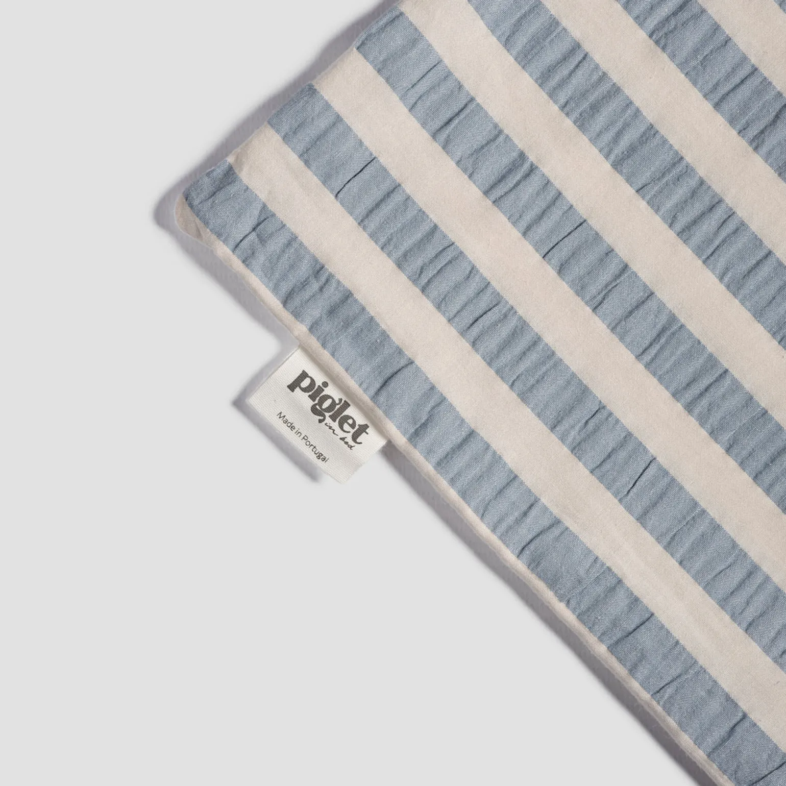 Warm Blue Seersucker Kids Stripe Cotton Bedding Set