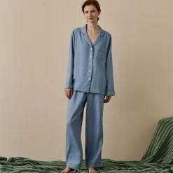 Wave Blue Linen Pajama pants