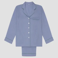 Wave Blue Linen Pajama Set