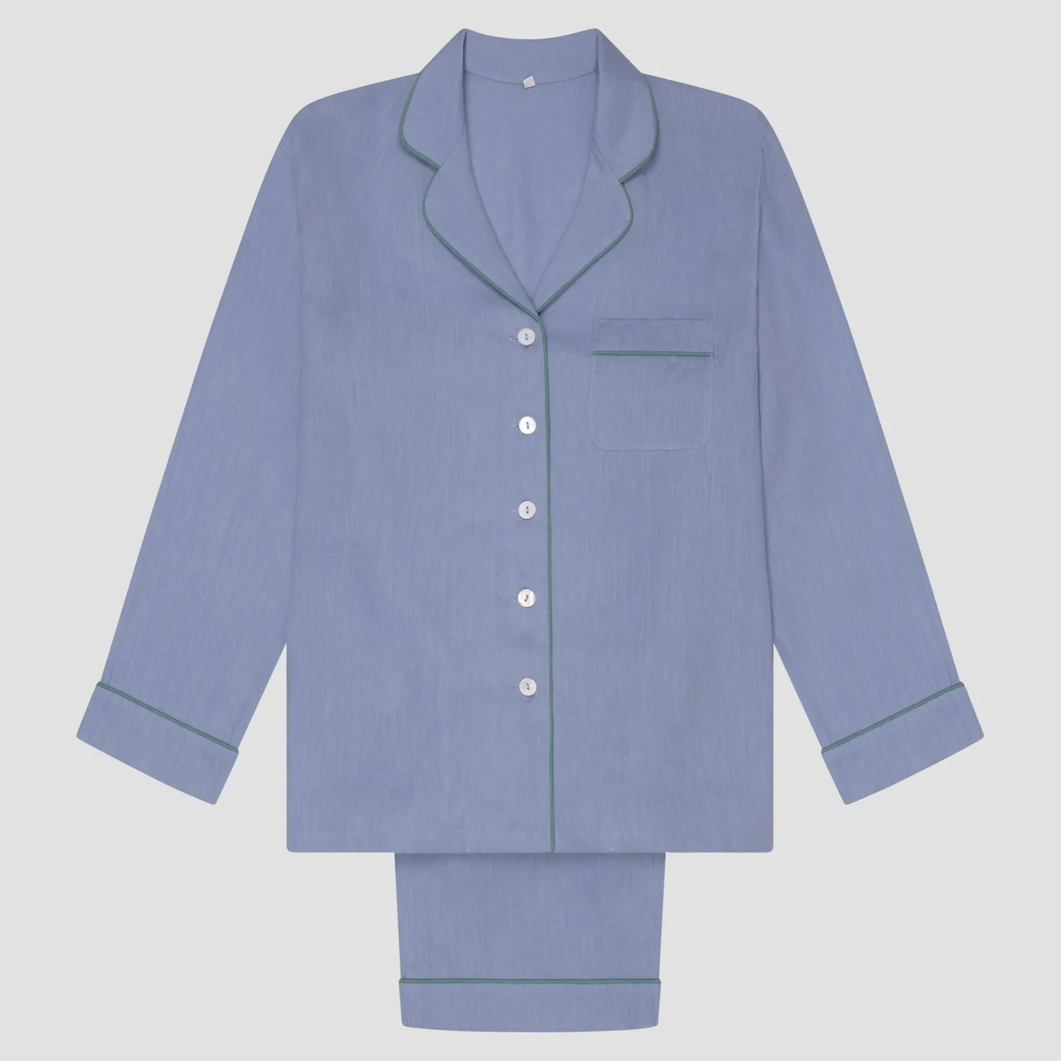 Wave Blue Linen Pajama Set