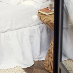 White Linen Blend Bed Skirt