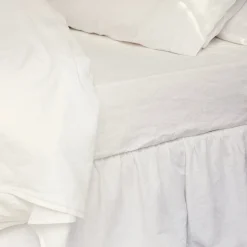 White Linen Blend Fitted Sheet