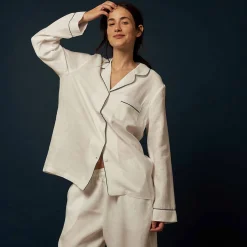 White Linen Pajama Shirt (Top Only)