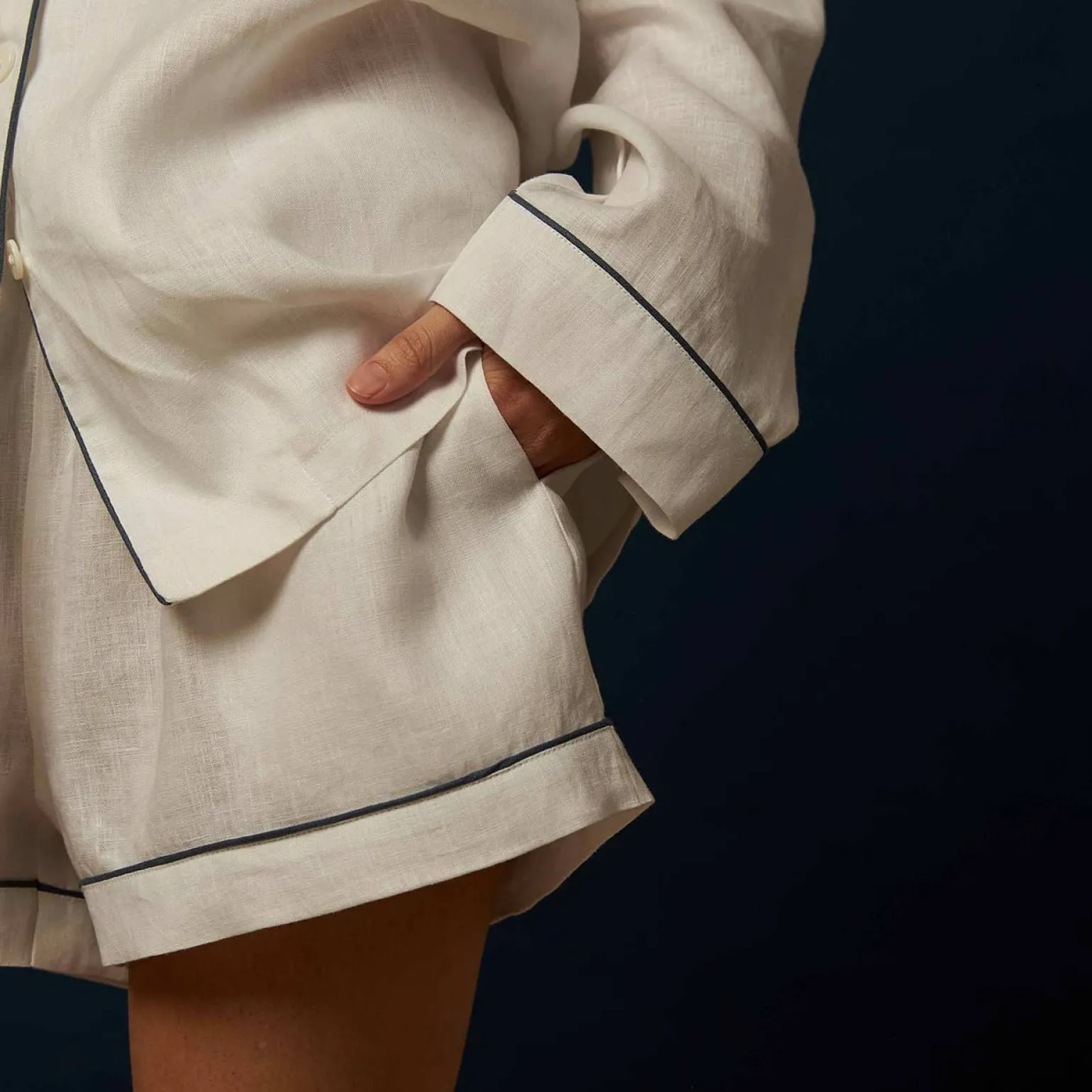 White Linen Pajama Shorts